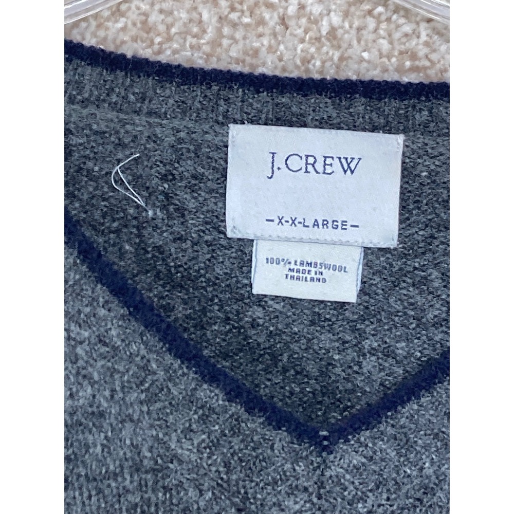 J. Crew Lambswool V-Neck Sweater Mens XXL Gray Heather Long Sleeve Knit Pullover - Picture 3 of 7